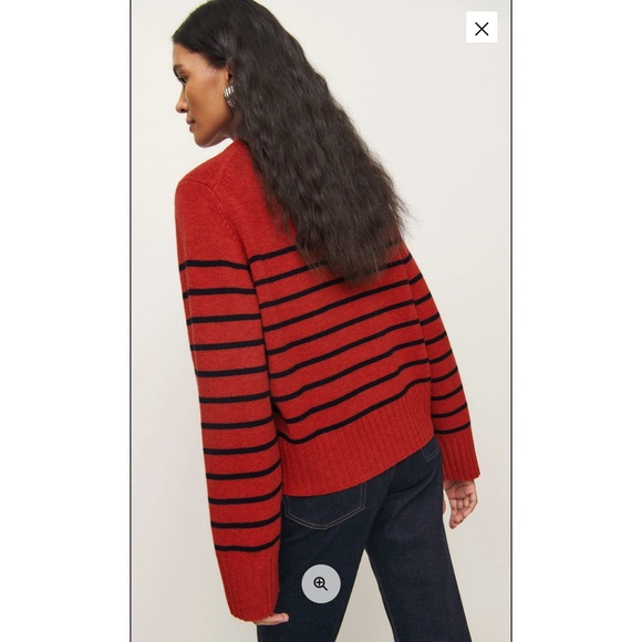 NTW Reformation Red Striped Wool Crew Sweater - Picture 4 of 7